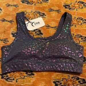 ZYIA  Active navy Leopard Print Sports Bra NWT